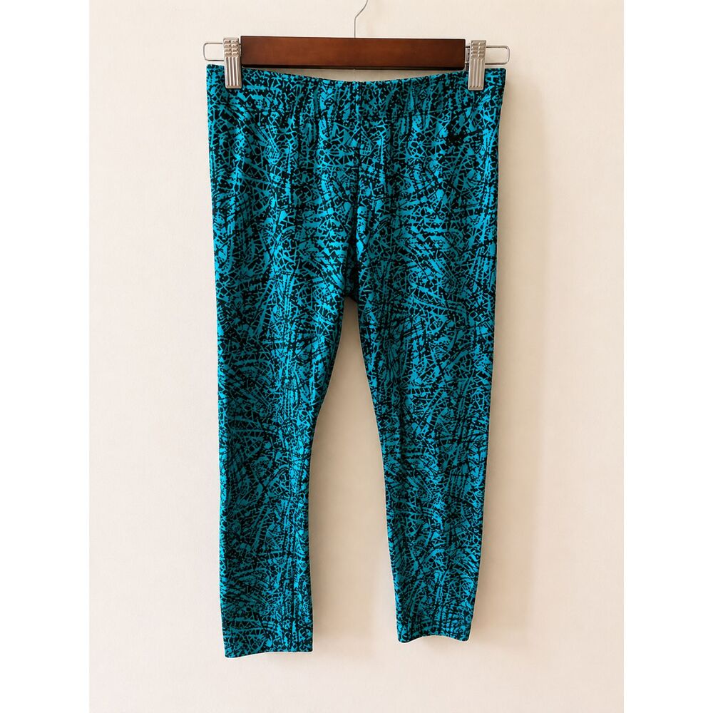 Nike Printed Athletic Leggings | Women's Small | Turquoise & Black | Full Length
